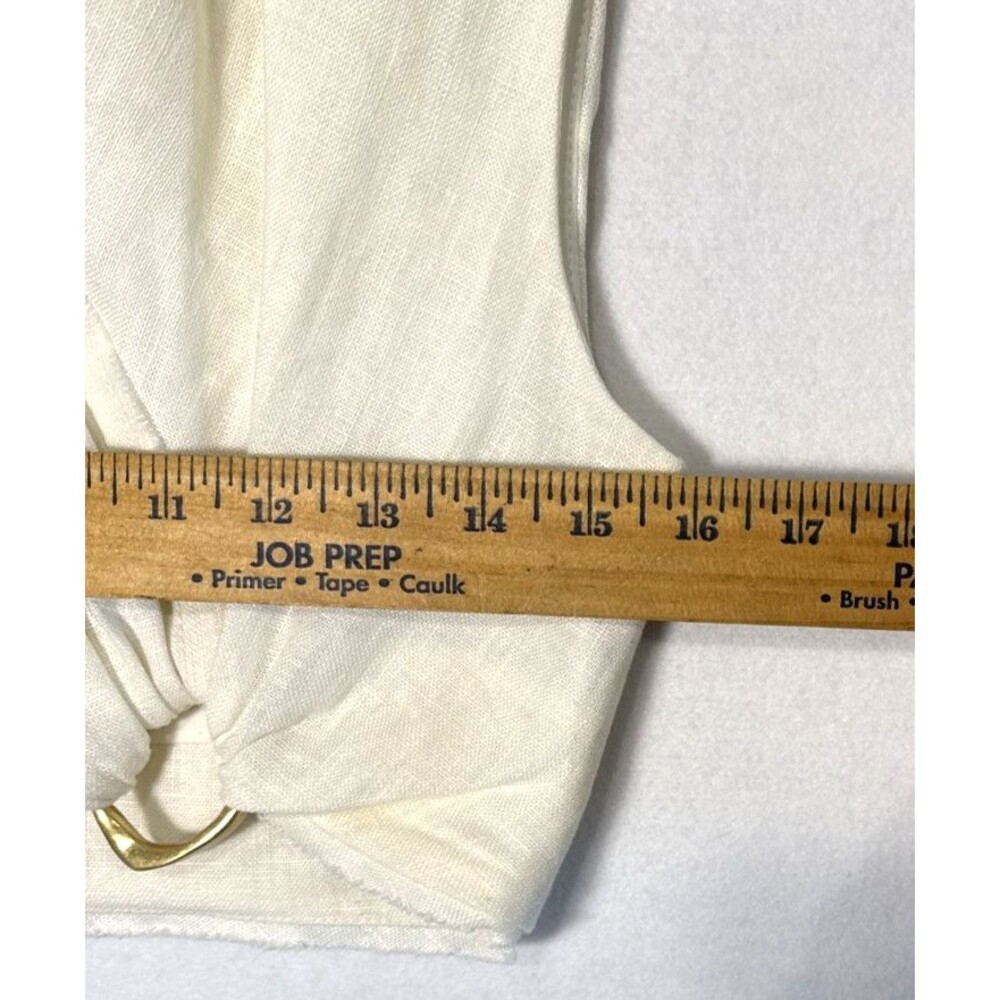 Aje. Byblos Ring-Embellished 100% Linen Crop Top Sz 8 Designer Quiet Luxury - Picture 10 of 15